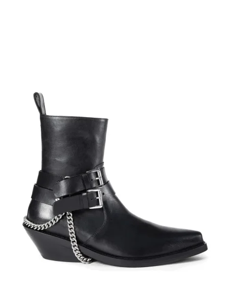 Botine Ann Demeulemeester din piele cu cataramă negru