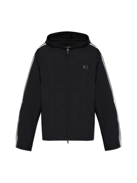 Kurtka Y-3 z kapturem z logo w paski czarna