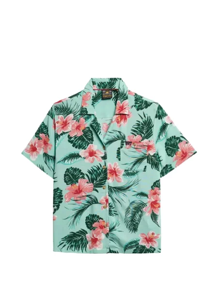 Cămașă Superdry cu model floral cu imagine verde