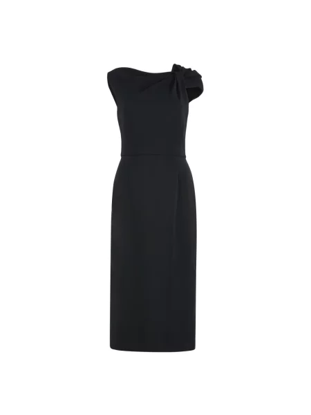 Lniana sukienka midi Givenchy do kolan czarna