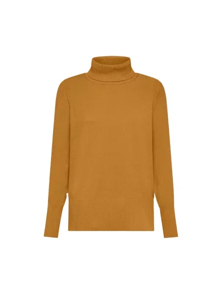 Dzianinowy sweter z golfem Rrd elegancki do golfa pomarańczowy