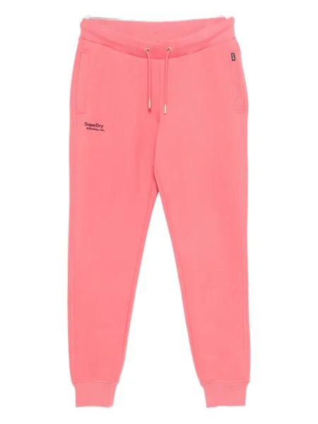Pantaloni Superdry alergare cu cordon roz
