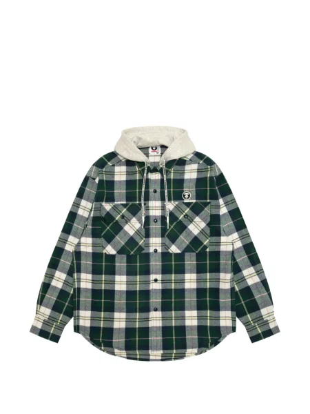Kostkovaná košile Aape By *a Bathing Ape® s kapucí zelená