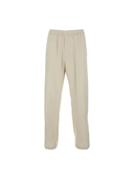 Lniane spodnie lniane Calvin Klein w kolorze melanż beżowe