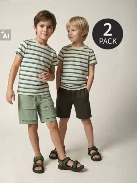 Sinsay Teplákové šortky s cargo 2 pack zelená