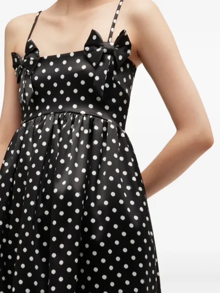 Rochie mini Ganni cu funde cu buline de costum negru