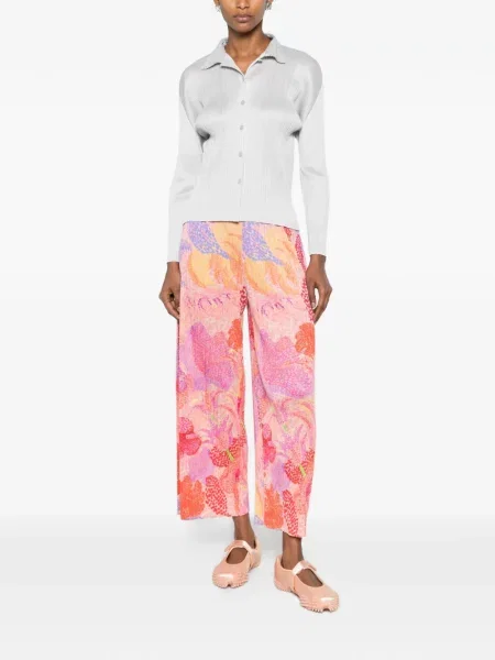 Панталон Pleats Please Issey Miyake с принт с абстрактен десен розово