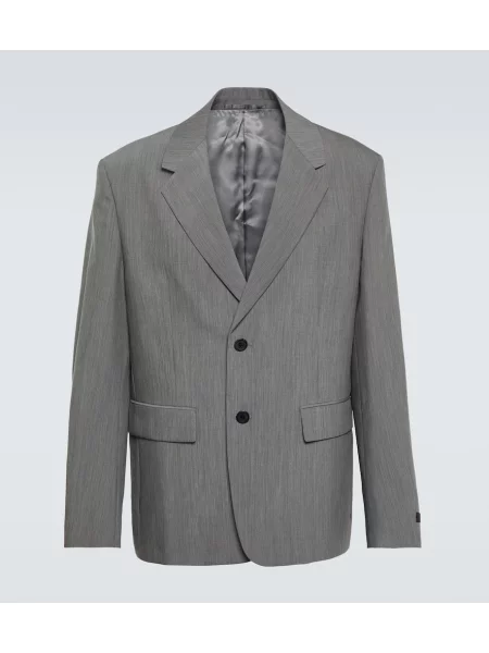 Marynarka Prada wełniana jednorzędowa szara