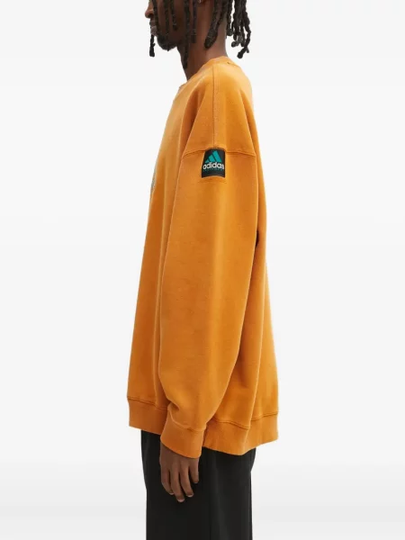 Geacă parka Adidas cu dungi cu glugă cu șireturi albastru