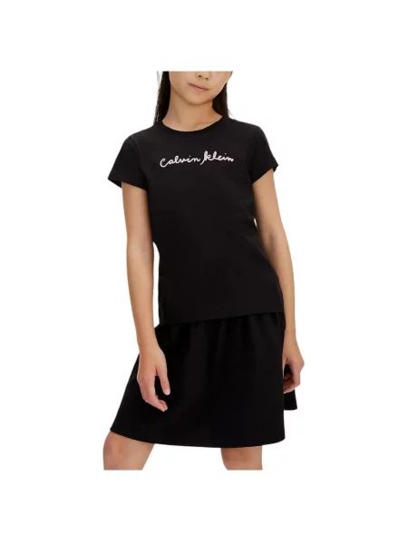Gyerek denim ruha Calvin Klein Jeans fekete