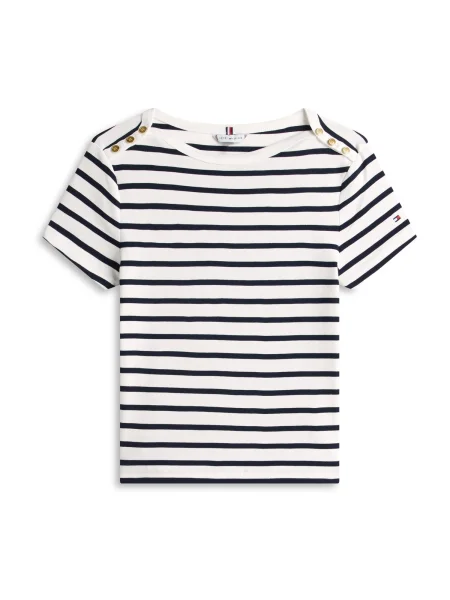 TOMMY HILFIGER Tričko tmavomodrá biela