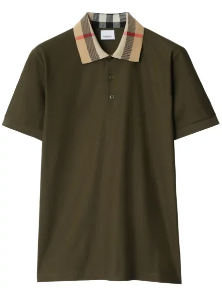 Gulerat tricou polo Burberry în carouri verde