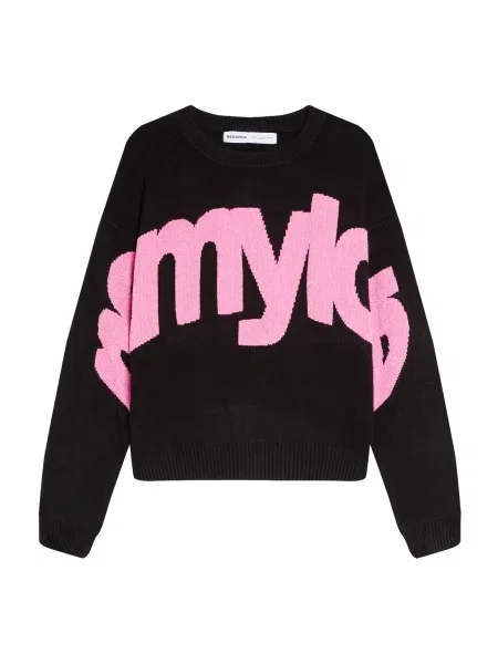 Bershka Pulover roza črna