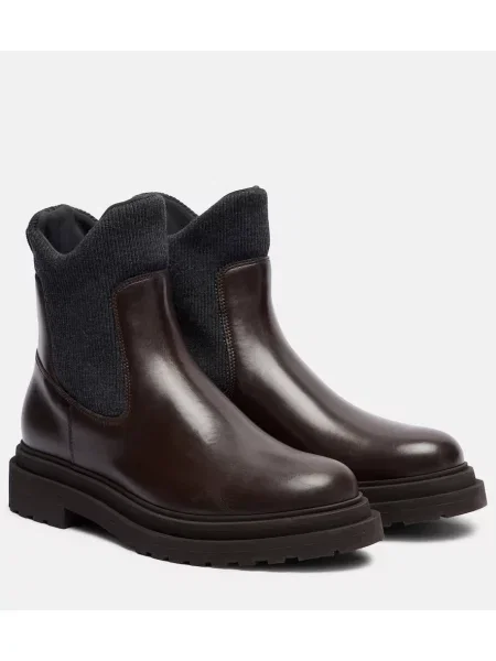 Botine Brunello Cucinelli din piele maro