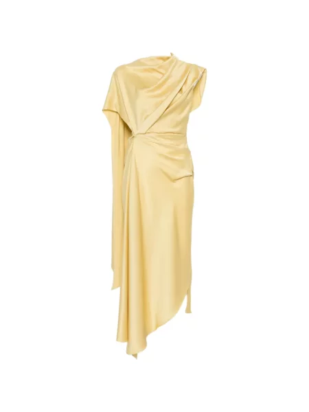 Rochie De La Vali asimetrică drapată galben