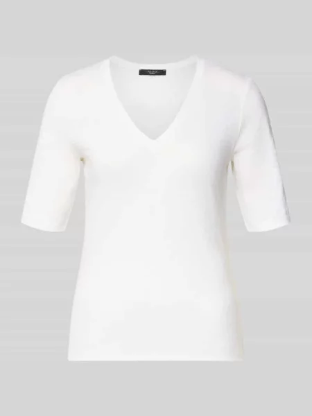 T-shirt o kroju regular fit z mieszanki lnu model OPZIONE' Weekend Max Mara biała