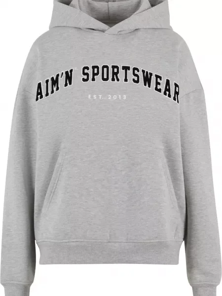 Aim'n Mikina Varsity Sweat šedá / černá bílá