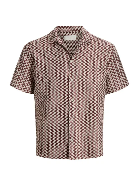 JACK & JONES Cămașă JORMONTAUK roșu vin alb