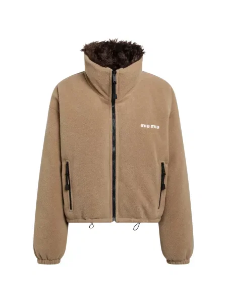 Geacă cu puf Miu Miu din fleece maro