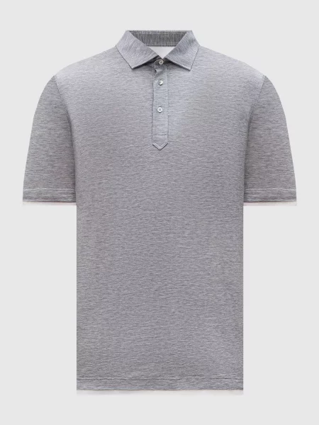 Меланжевое поло Brunello Cucinelli серое