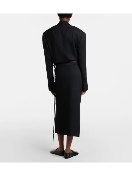 Fustă midi Calvin Klein Collection cu dungi negru