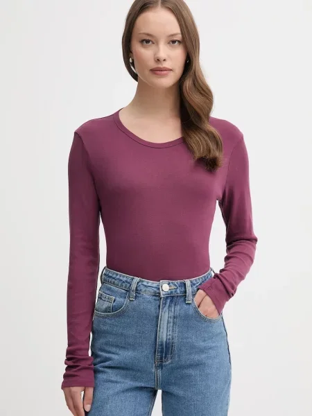 Блуза с дълги ръкави United Colors of Benetton розово виолетово