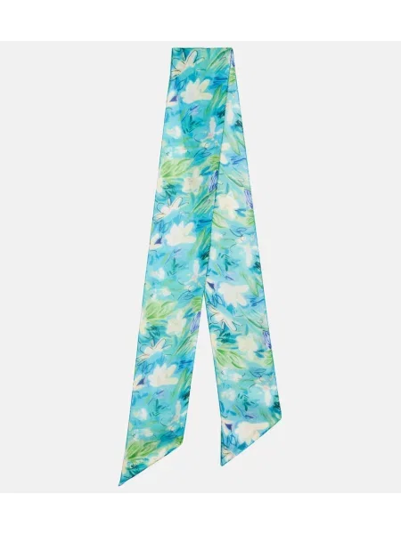 Fular Chloé de mătase cu model floral albastru