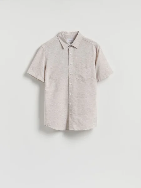 Reserved Cămașă regular fit cu adaos de in bej