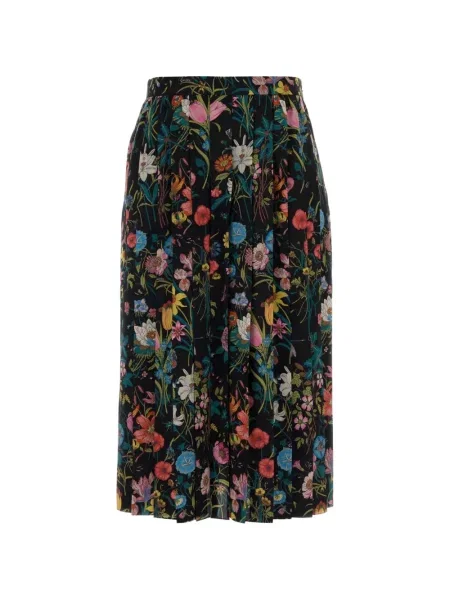 Fustă midi Gucci cu model floral cu imagine negru