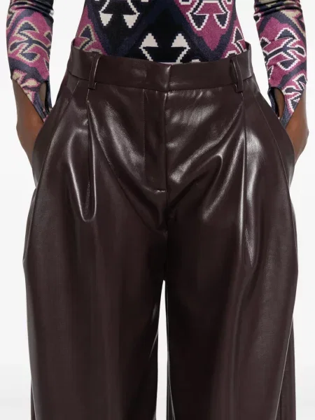 Pantaloni The Andamane din piele plisate violet
