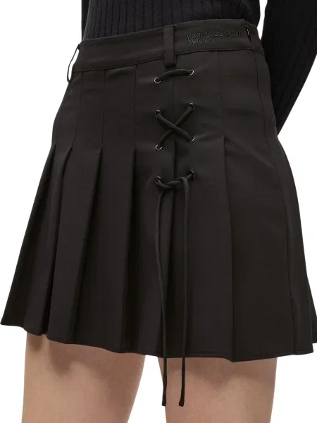 Fustă din denim Karl Lagerfeld Jeans plisată negru