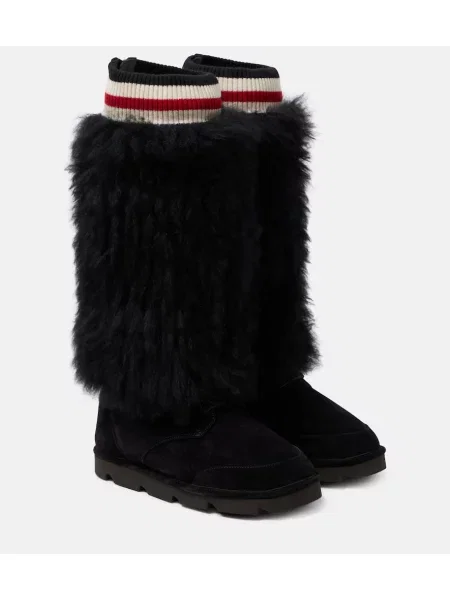 Велурени ботуши Brunello Cucinelli черно