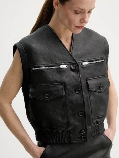 Bally bezrękawnik skórzany czarna