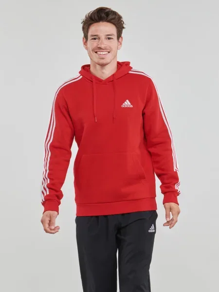 Geacă cămașă Adidas din fleece cu dungi roșu