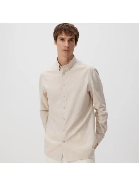 Reserved Košile regular fit z egyptské bavlny béžová