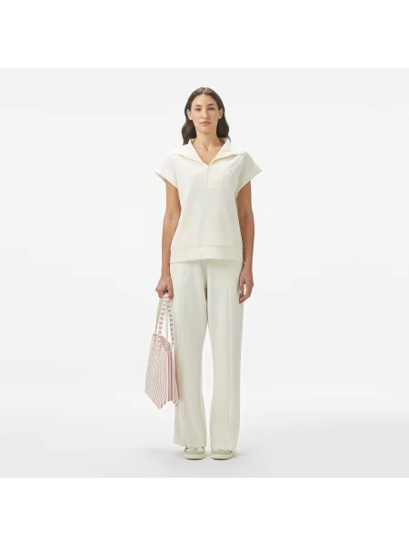 Lacoste Bluza Z Krótkim Rękawem Half Zip biała