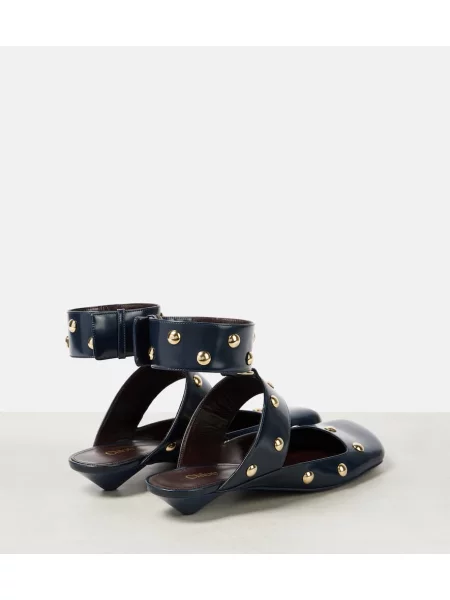 Sandale Chloé din piele cu tepi albastru