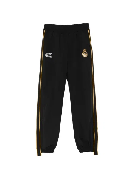 Pantaloni Rhude cu broderie cu dungi alergare negru