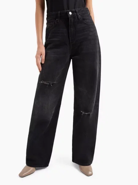 Широкие джинсы Armani Exchange черные
