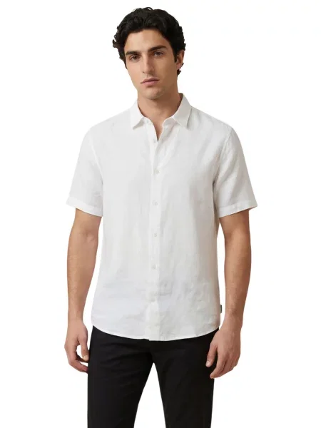 Lanena košulja Armani crna