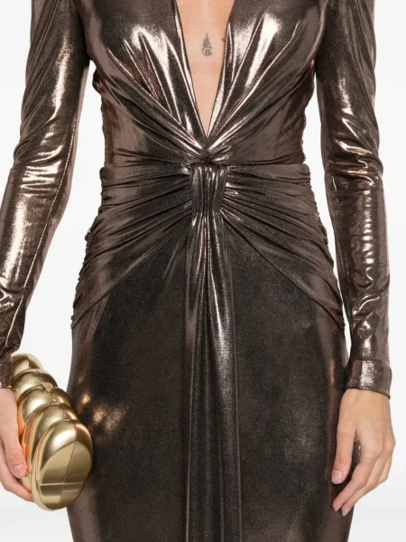 Rochie maxi Cristallini lungă de costum maro