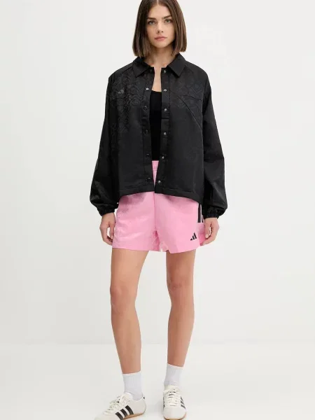 Шорти adidas House of Tiro візерунок висока посадка рожевий