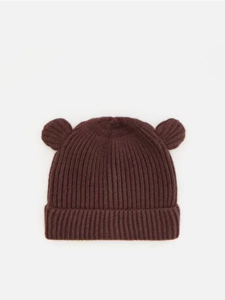 Reserved Čiapka beanie s uškami tmavohnedá