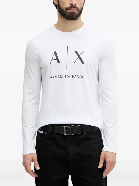 Lung tricou Armani Exchange cu imagine alb