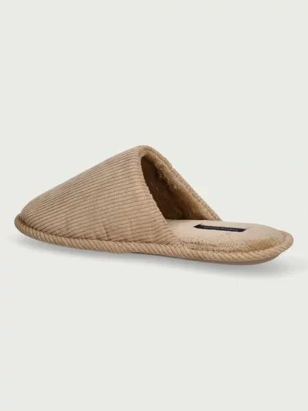 Tommy Hilfiger kapcie CORDUROY HOUSE SHOES brązowe
