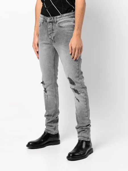 Skinny jeansy skinny Ksubi z przetarciami szare