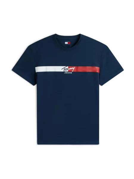 Tommy Jeans Tricou bleumarin / roșu alb