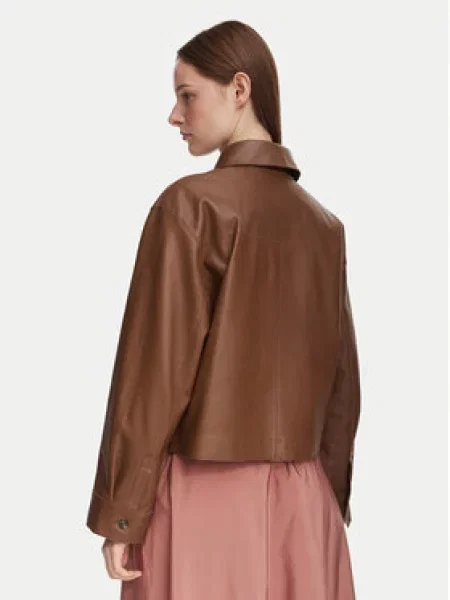 Kožená bunda Weekend Max Mara hnědá