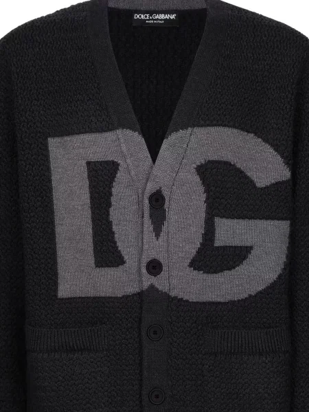 Gyapjú kardigán D&g autogrammal szürke