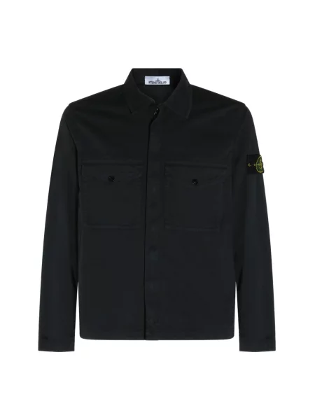 Lekka kurtka Stone Island z kamieniami zapinana na zatrzaski niebieska